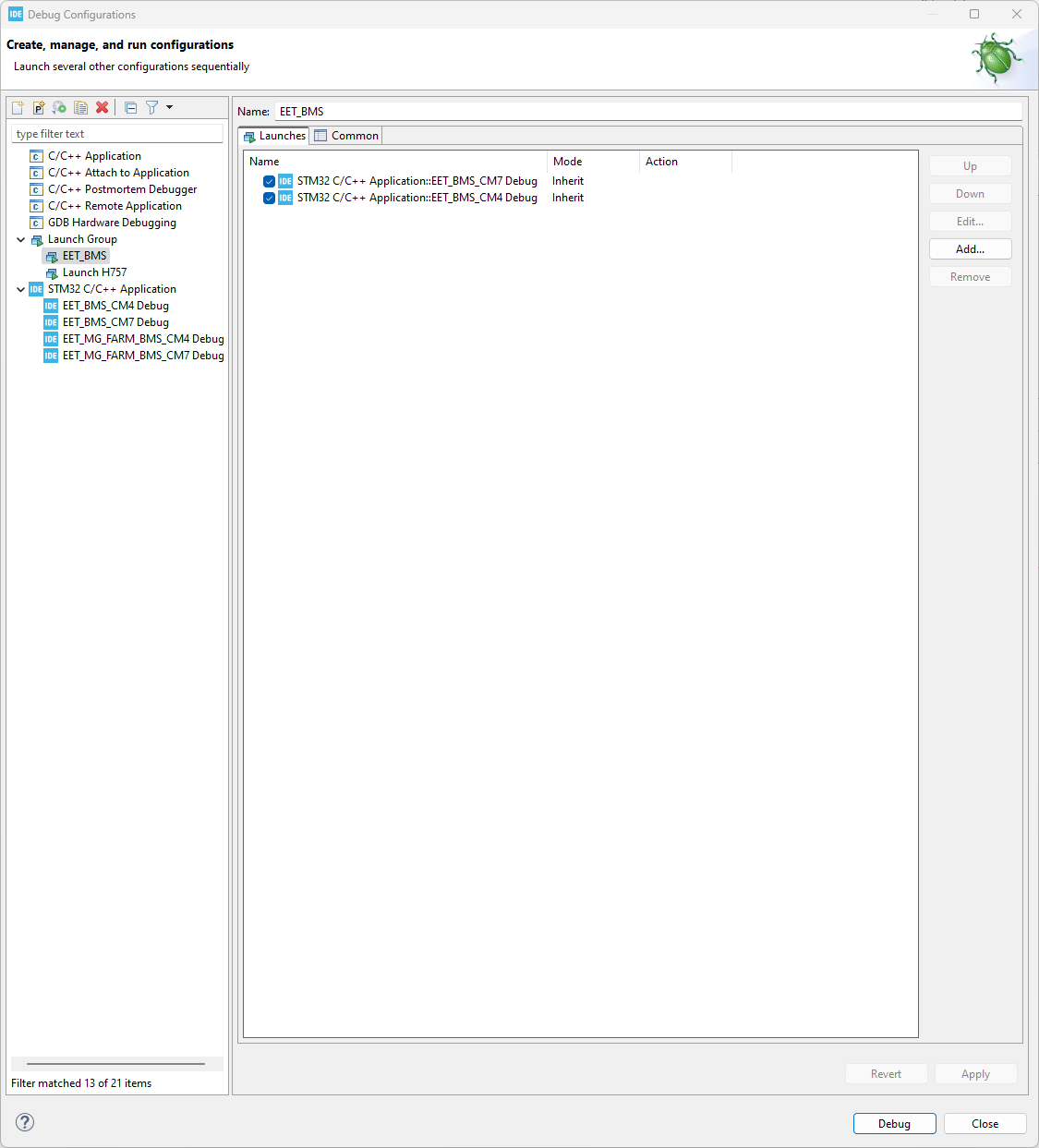 Debug Launch Group